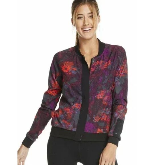 Fabletics Ithaca Floral Lightweight Zip Up Athletic Bomber Jacket - Picture 1 of 16
